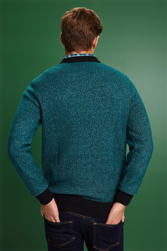 Jersey de cuello redondo en mezcla de lana, EMERALD GREEN, detail image number 2
