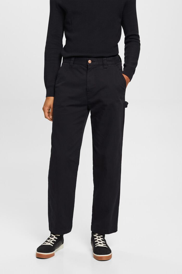 Pantalones cargo de corte ajustado y estilo vintage, BLACK, detail image number 0