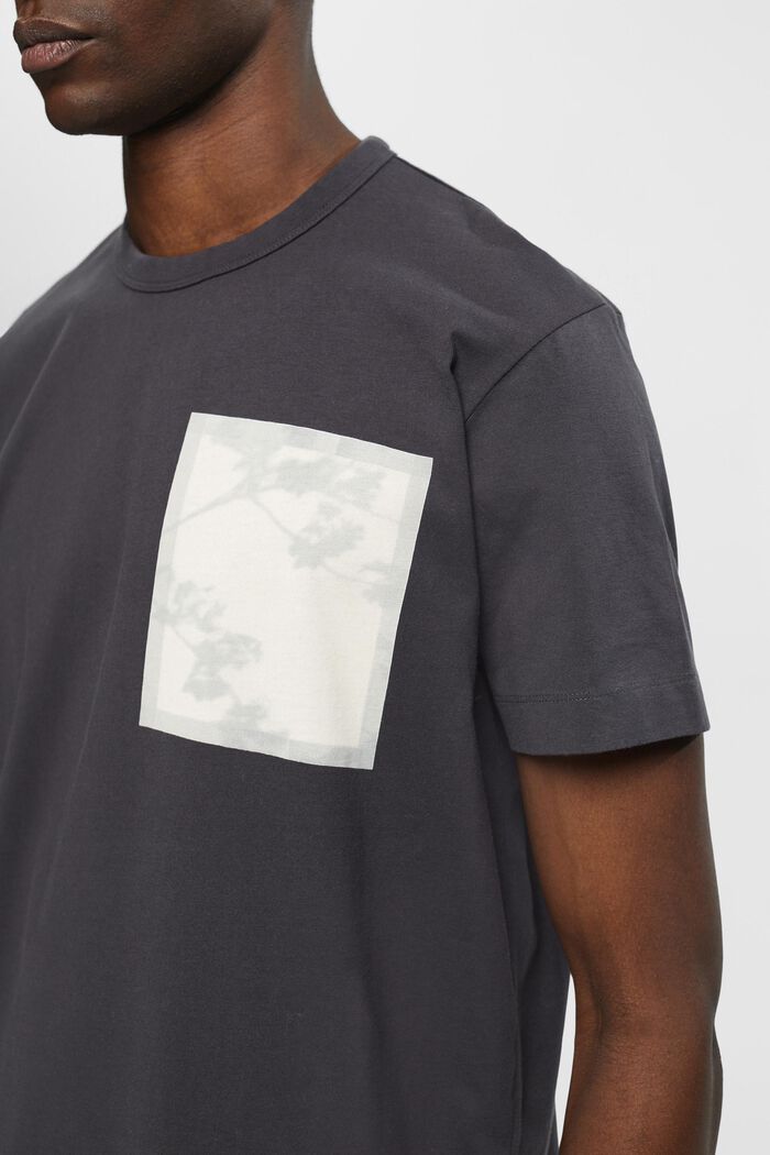 Camiseta de algodón con estampado en el pecho, ANTHRACITE, detail image number 2