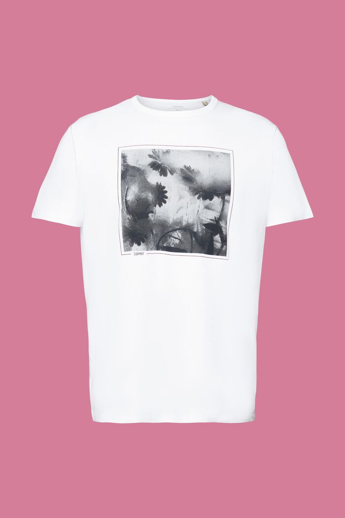 Camiseta de algodón sostenible con estampado en el pecho, WHITE, detail image number 6