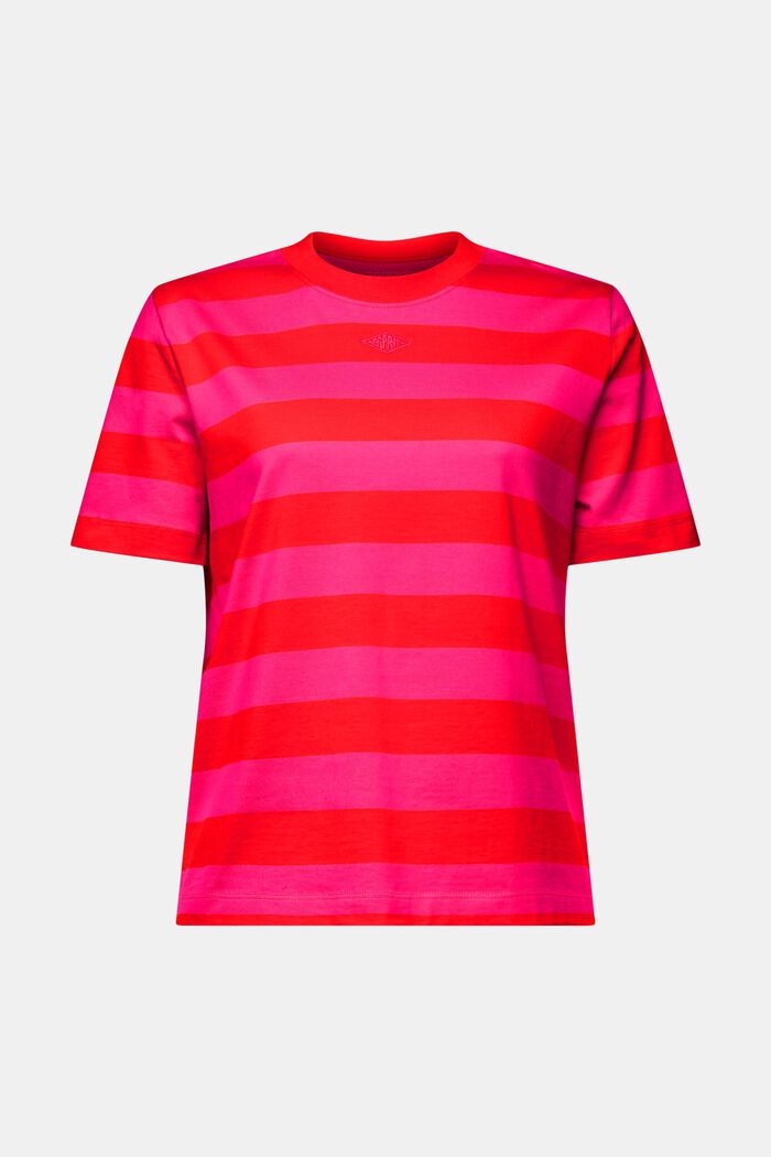 Camiseta a rayas de algodón pima con logotipo, RED, detail image number 5