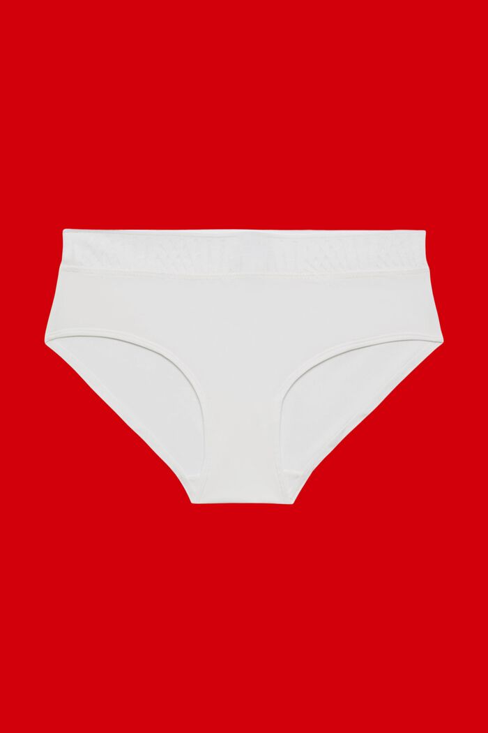 Culotte de microfibra con cintura de encaje, OFF WHITE, detail image number 3