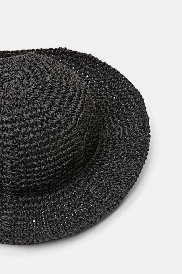 Sombrero de paja de ganchillo, BLACK, detail image number 1