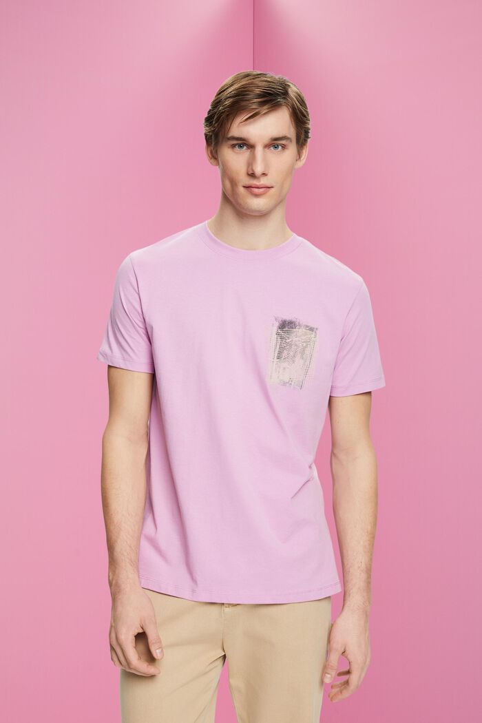 Camiseta de algodón sostenible con estampado, LILAC, detail image number 0