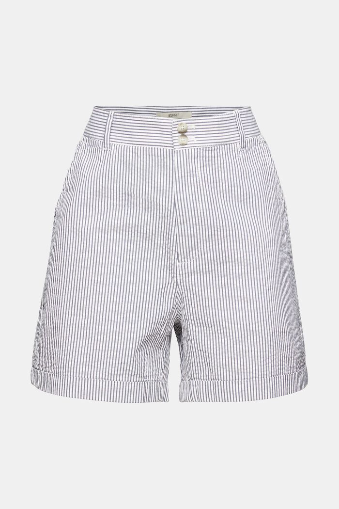 Pantalones cortos de algodón a rayas, WHITE, overview