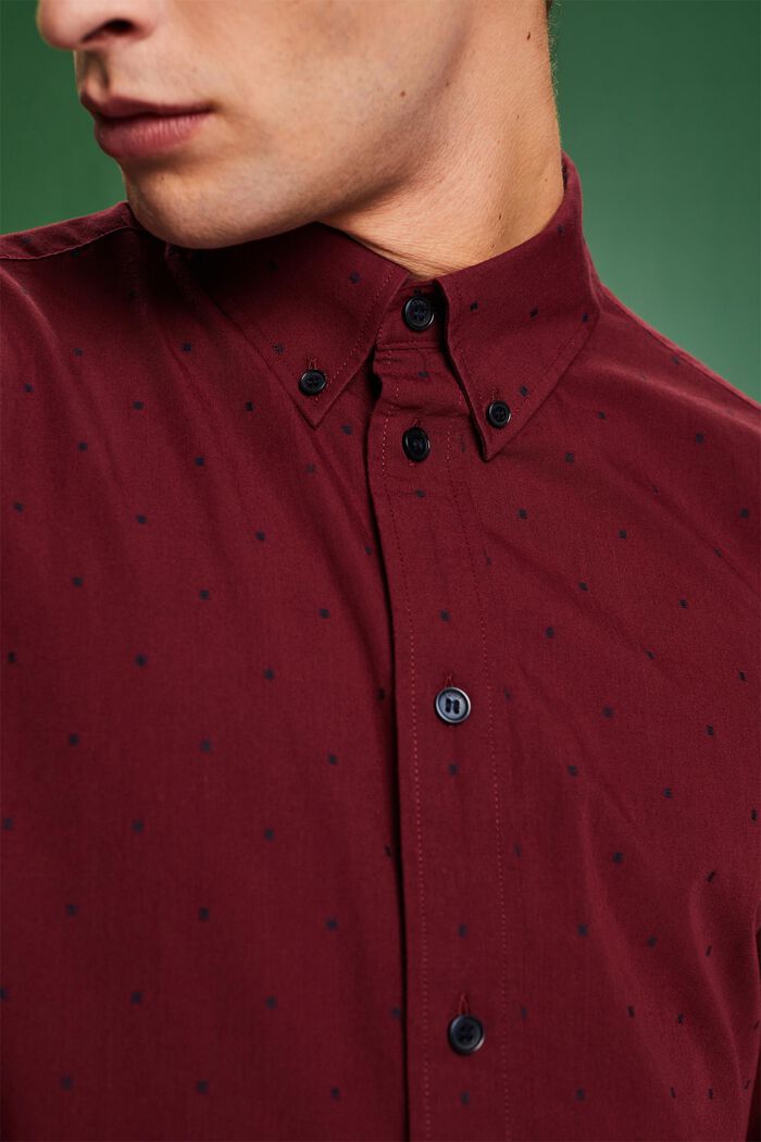 Camiseta de corte ajustado en algodón bordado, GARNET RED, detail image number 3
