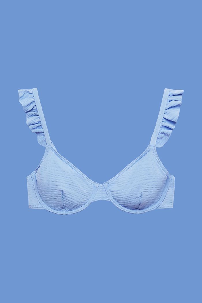 Reciclado: top de bikini con aros y frunces, LIGHT BLUE LAVENDER, detail image number 4