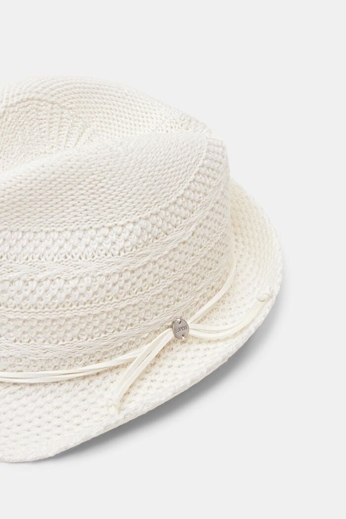 Sombrero fedora de punto, OFF WHITE, detail image number 1