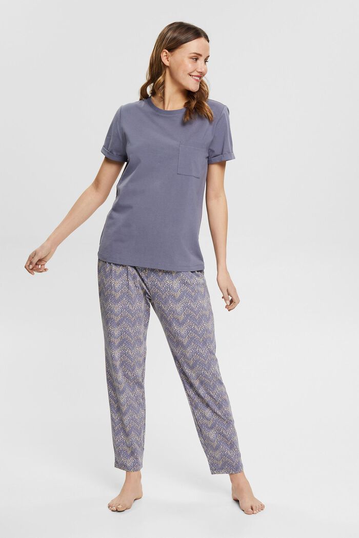 Pijama de jersey realizado en algodón ecológico, GREY BLUE, detail image number 0