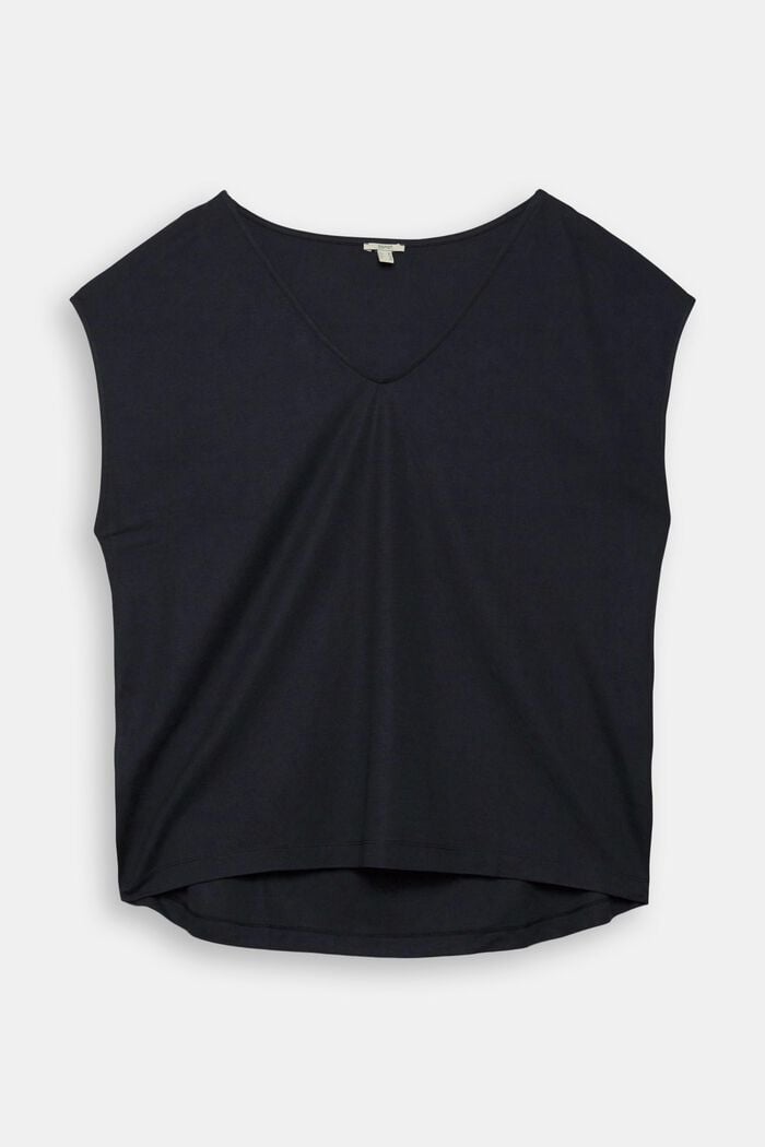 CURVY Camiseta con escote en pico, BLACK, detail image number 0