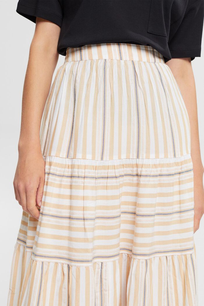 Falda midi con diseño a rayas, WHITE, detail image number 3