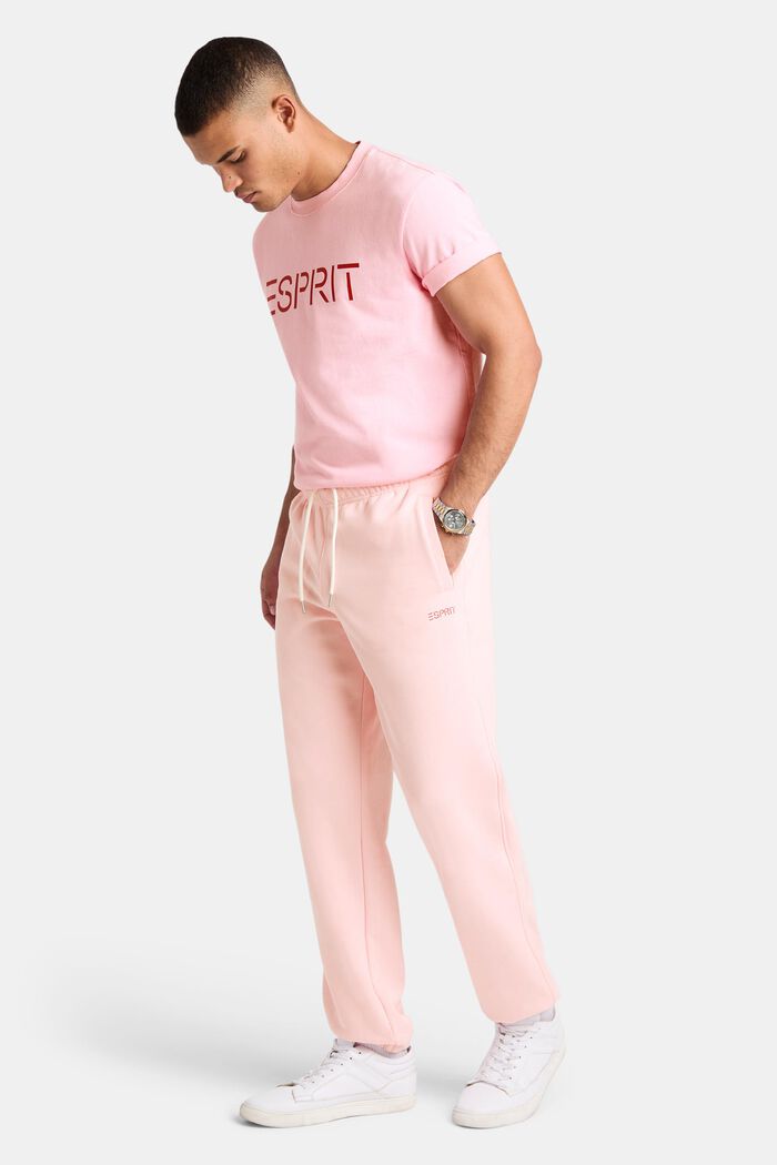 Pantalones de felpa unisex de algodón con logotipo, LIGHT PINK, detail image number 0