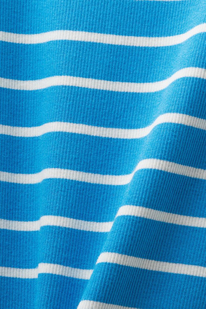 Top de punto acanalado con diseño a rayas, BLUE, detail image number 4