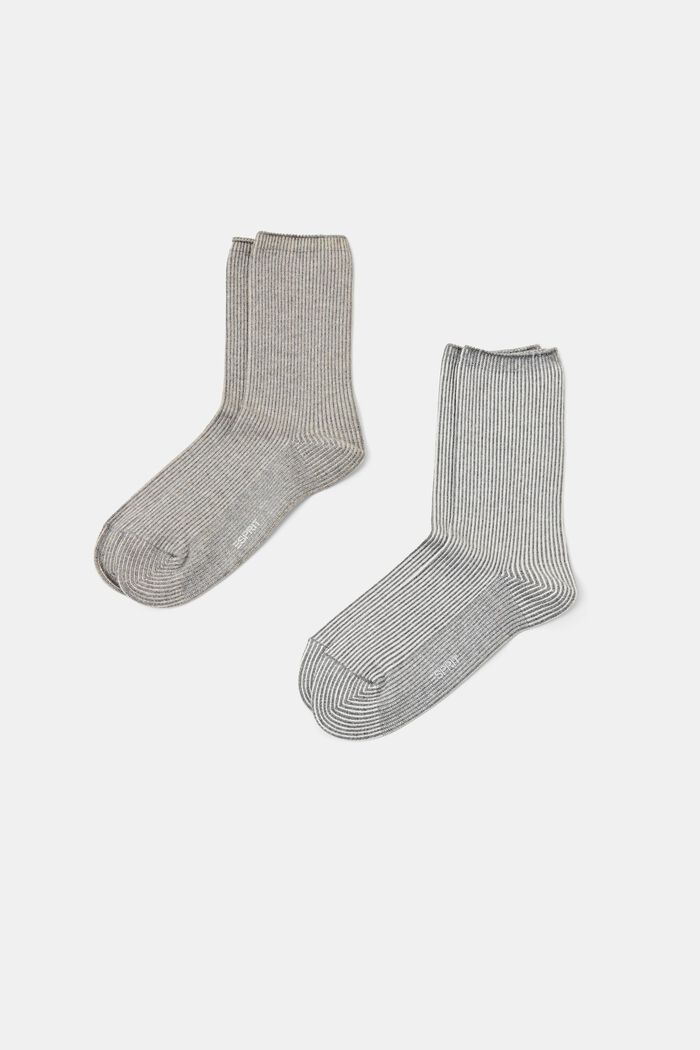 Pack de 2 calcetines de punto grueso a rayas, GREY, detail image number 0