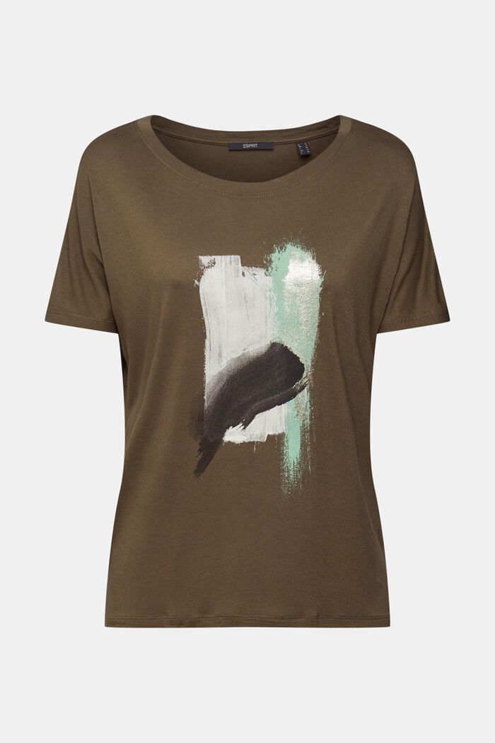 Camiseta estampada, LENZING™ ECOVERO™, KHAKI GREEN, detail image number 2