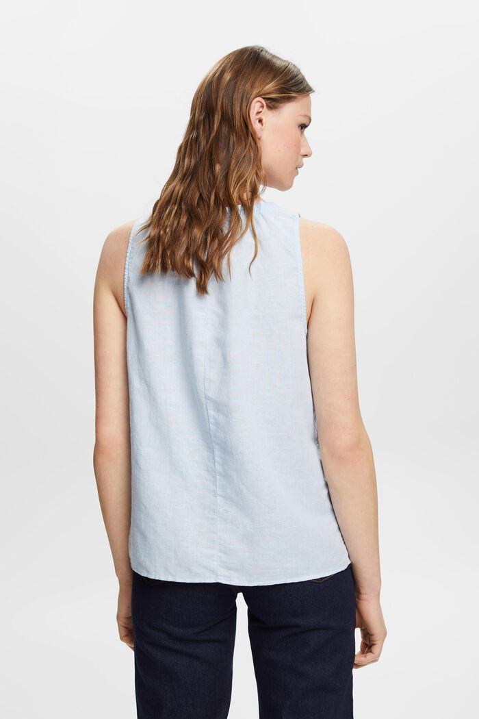 Blusa sin mangas en mezcla de lino, PASTEL BLUE, detail image number 3