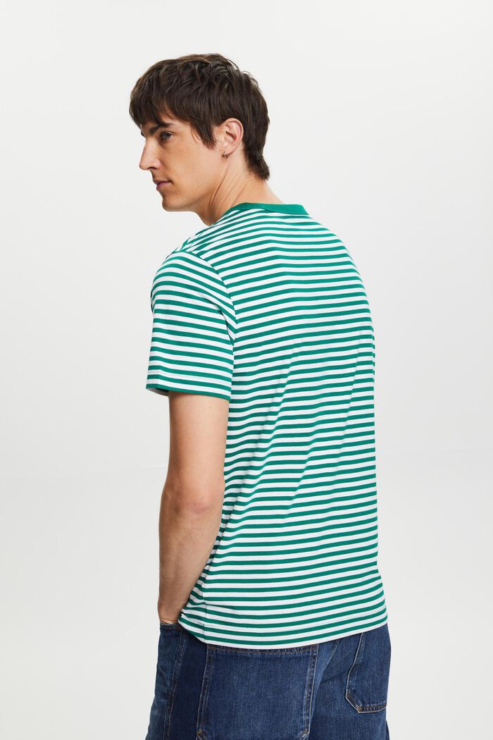 Camiseta de punto a rayas, 100% algodón, DARK GREEN, detail image number 3