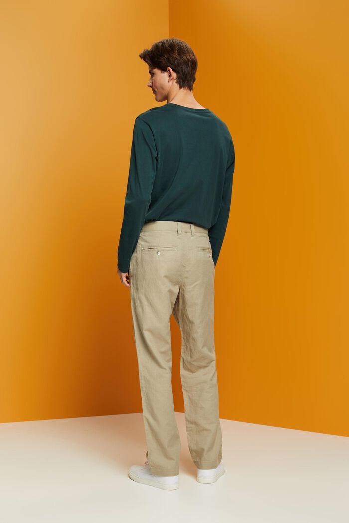 Pantalones en mezcla de algodón y lino, LIGHT GREEN, detail image number 2