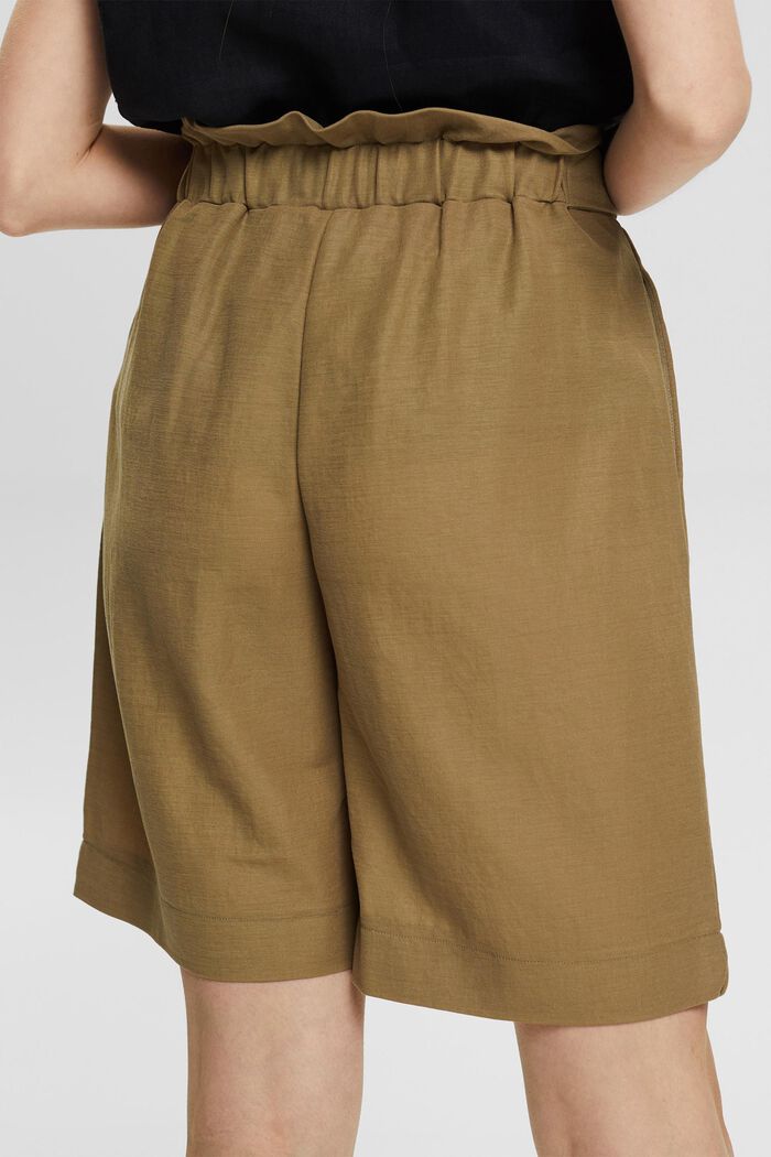 Pantalón corto de cintura estilo paper bag, LENZING™ ECOVERO™, KHAKI GREEN, detail image number 2