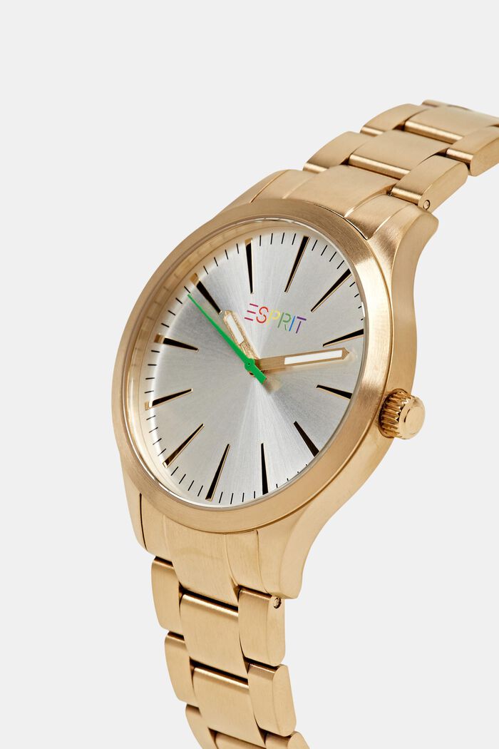 Reloj de acero inoxidable con logotipo en diseño arcoíris, GOLD, detail image number 1