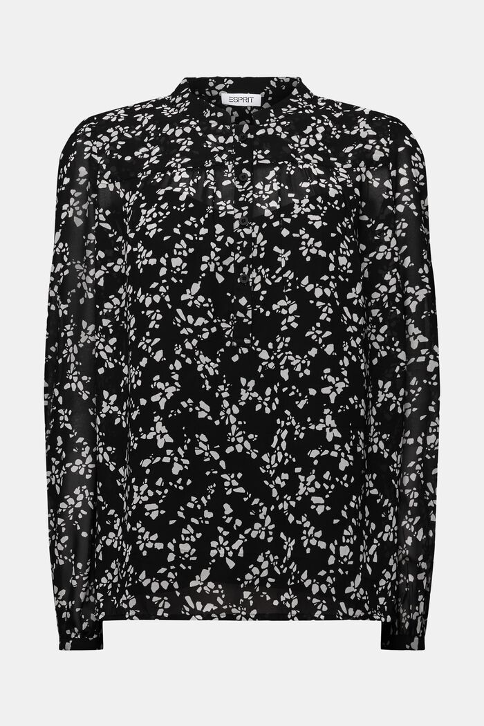 Blusa de gasa con estampado, BLACK, detail image number 5