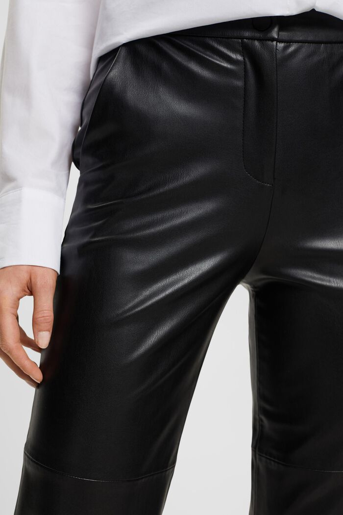 Pantalones tobilleros de polipiel, BLACK, detail image number 2