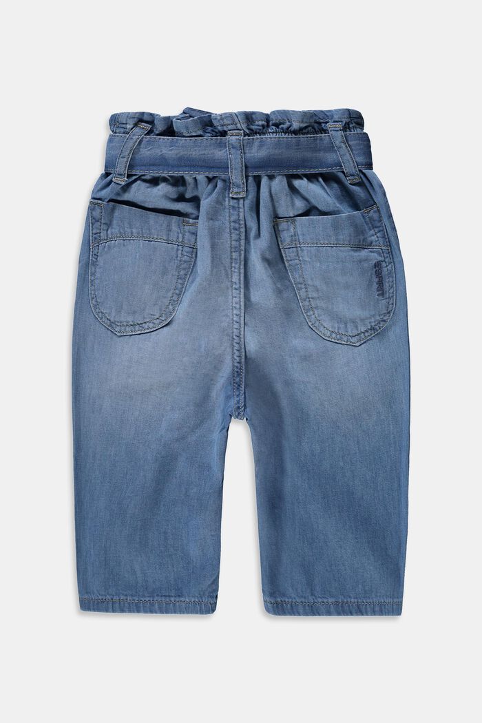 Pantalones capri con cintura paper bag, BLUE LIGHT WASHED, detail image number 1