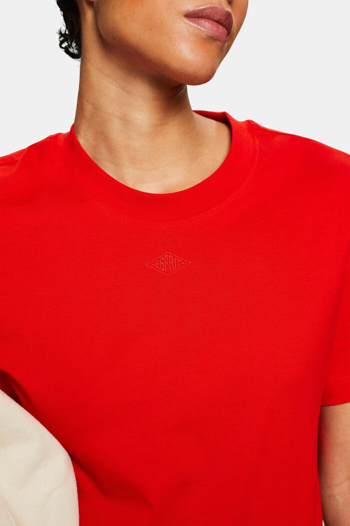 Camiseta de algodón pima con logotipo bordado, RED, detail image number 3