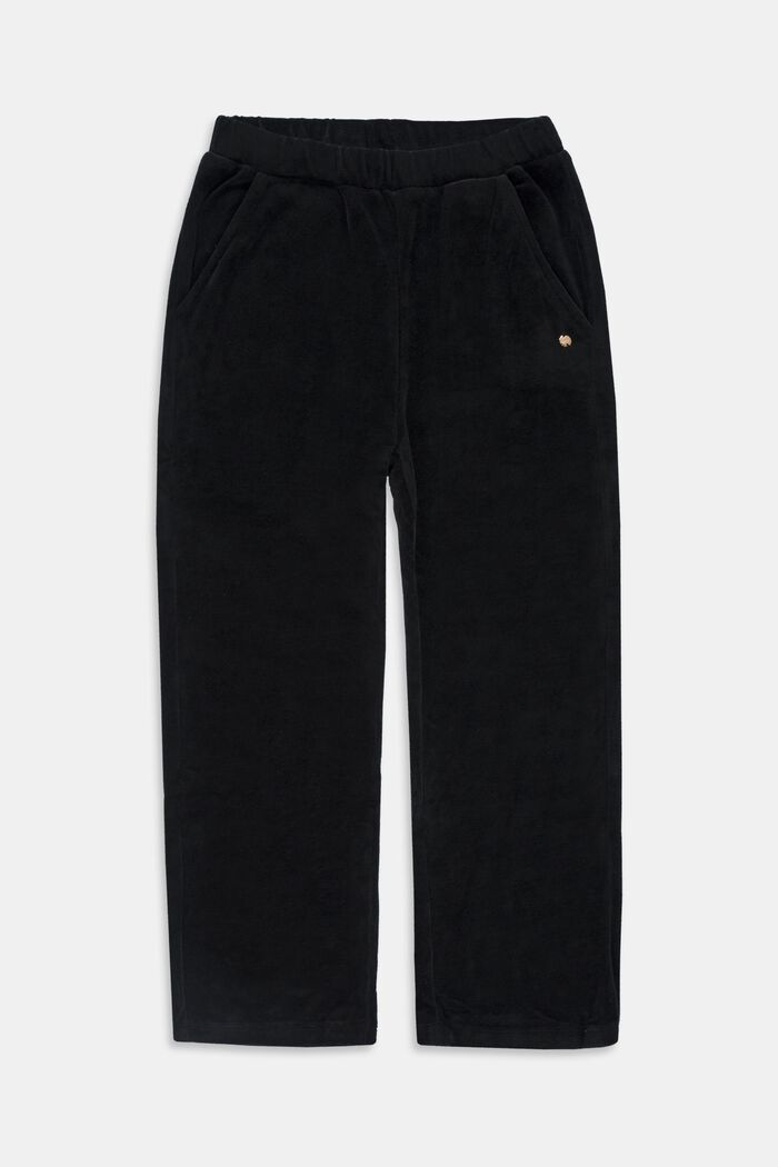 Pantalones deportivos aterciopelados, BLACK, detail image number 0