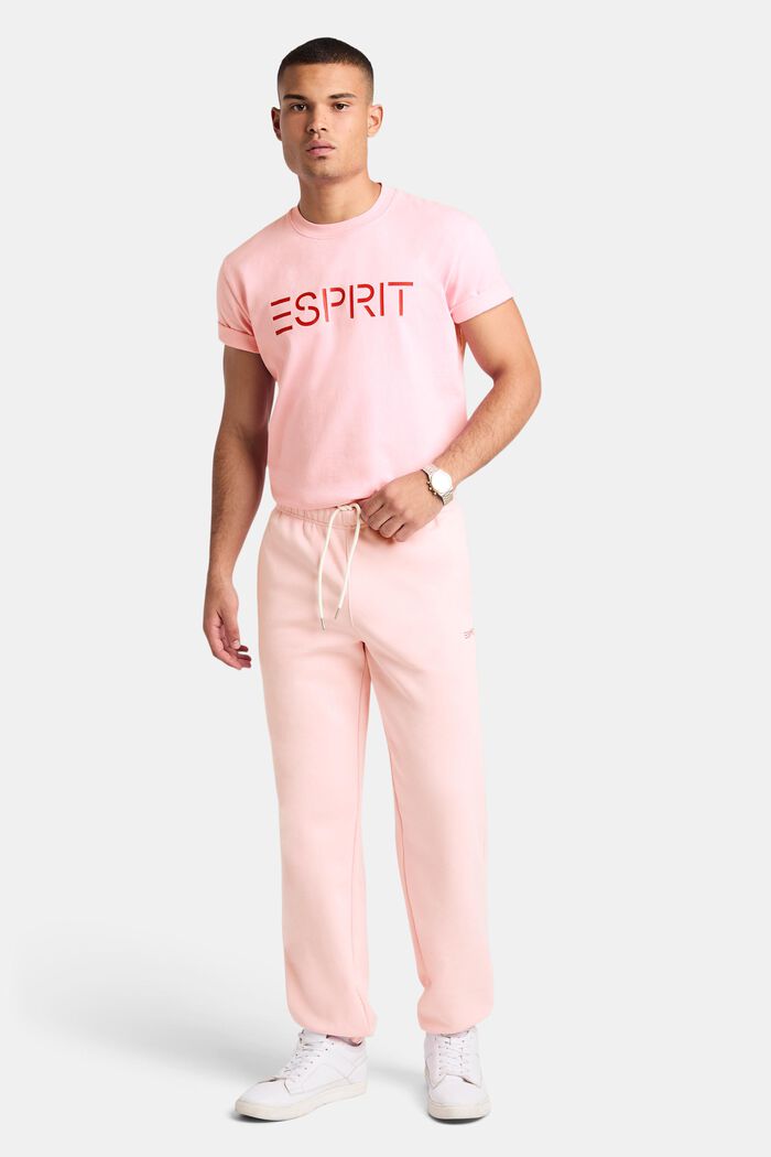 Pantalones de felpa unisex de algodón con logotipo, LIGHT PINK, detail image number 1