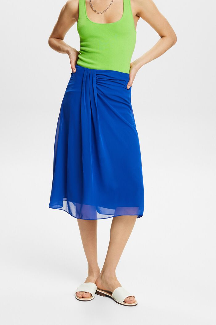 Falda midi de gasa, BRIGHT BLUE, detail image number 0