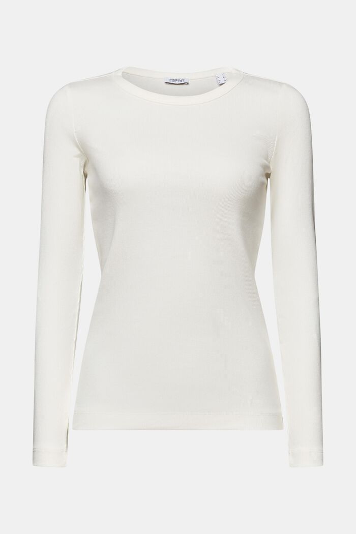 Camiseta de canalé con cuello redondo, OFF WHITE, detail image number 6