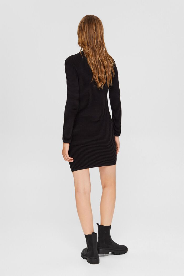 Vestido de punto acanalado, 100% algodón ecológico, BLACK, detail image number 2