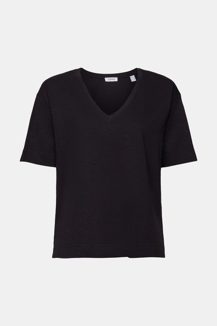 Camiseta flameada con cuello en pico, BLACK, detail image number 6