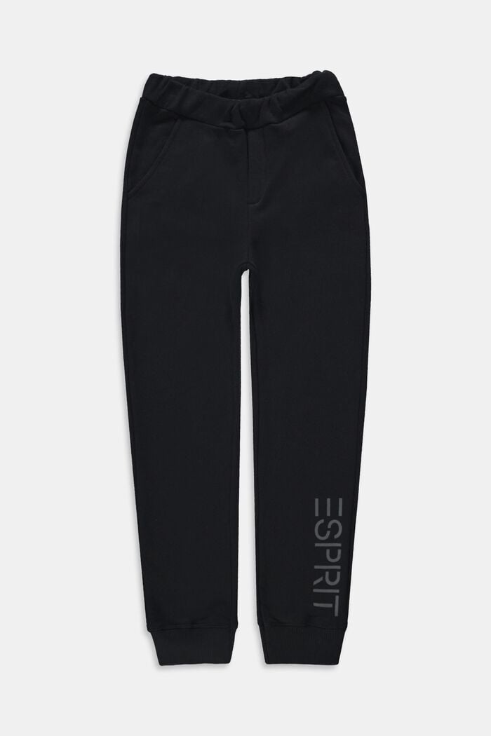 Pantalón de felpa con logotipo, 100% algodón, BLACK, overview