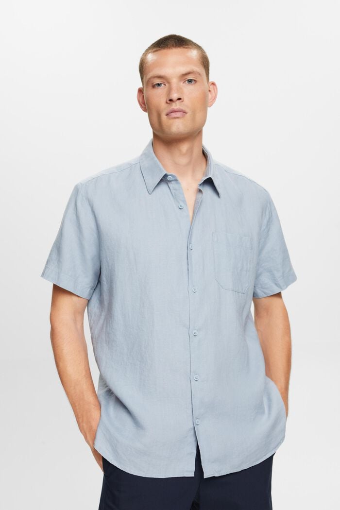 Camisa de lino con manga corta, LIGHT BLUE LAVENDER, detail image number 0