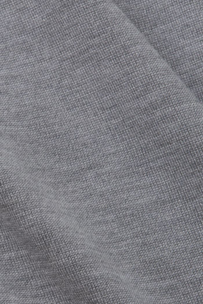Jersey de lana con el cuello en pico, GREY, detail image number 5