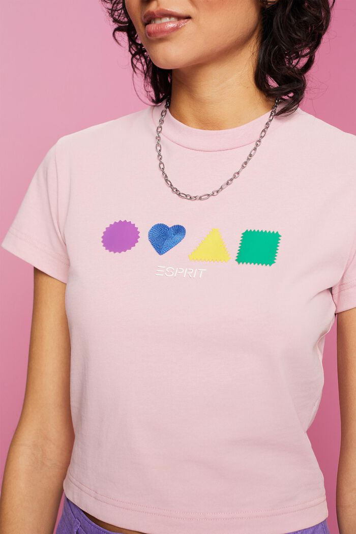 Camiseta de algodón ecológico con estampado geométrico, PINK, detail image number 2