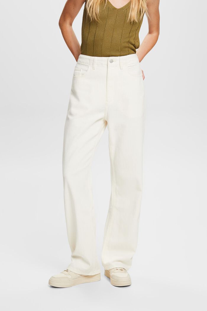 Pantalón de sarga y de pernera ancha, 100% algodón, OFF WHITE, detail image number 0