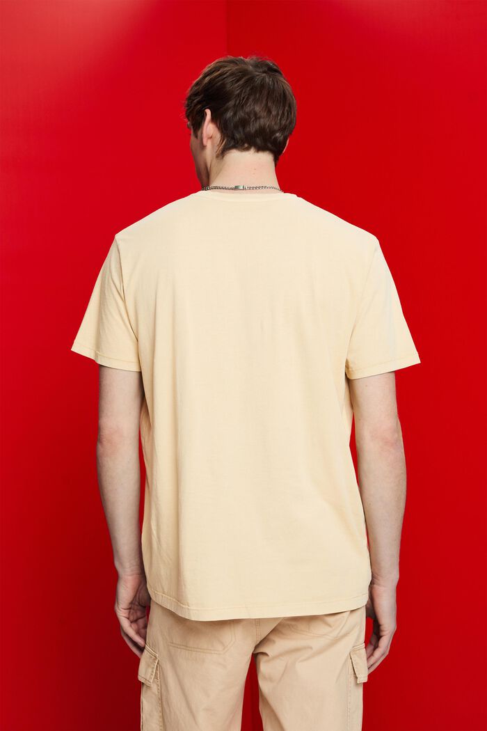 Camiseta con efecto lavado, 100 % algodón, SAND, detail image number 3