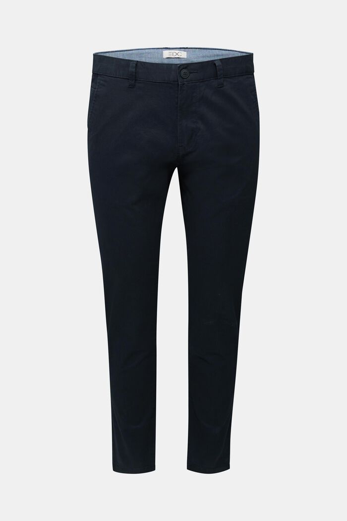 Pantalón chino de algodón elástico, BLACK, detail image number 0