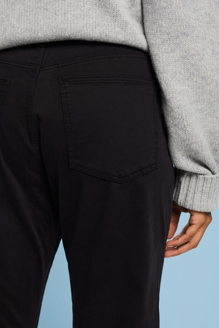 Pantalones de sarga de corte ceñido, BLACK, detail image number 4