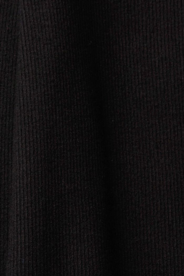 Pantalón en punto de canalé de tiro alto, BLACK, detail image number 5