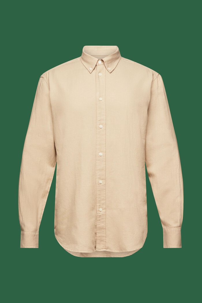 Mini camisa de cuadros de algodón de corte normal, BEIGE, detail image number 6