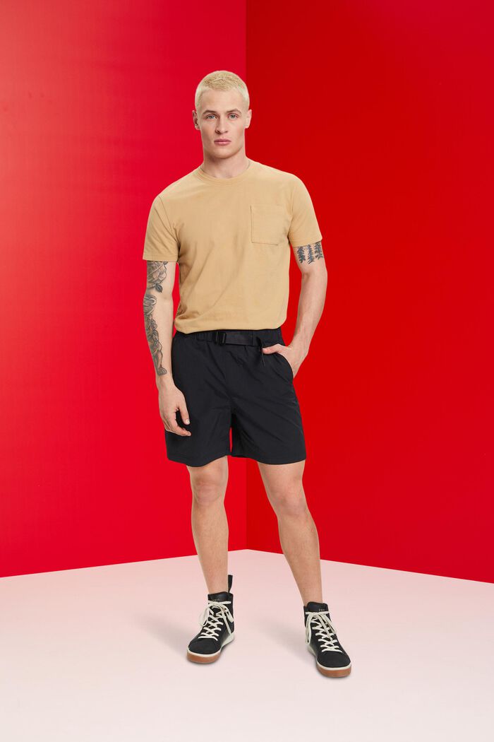 Pantalones cortos con lavado ligero, BLACK, detail image number 4