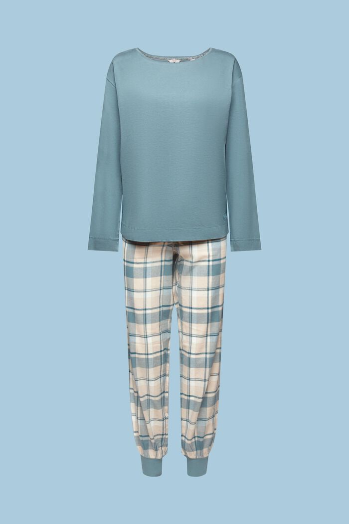Conjunto de pijama a cuadros de franela, NEW TEAL BLUE, detail image number 5