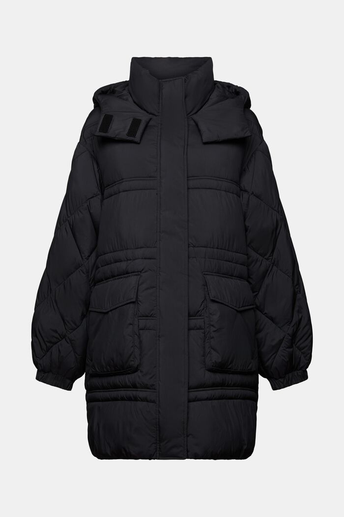 Reciclado: abrigo acolchado con capucha, BLACK, detail image number 5