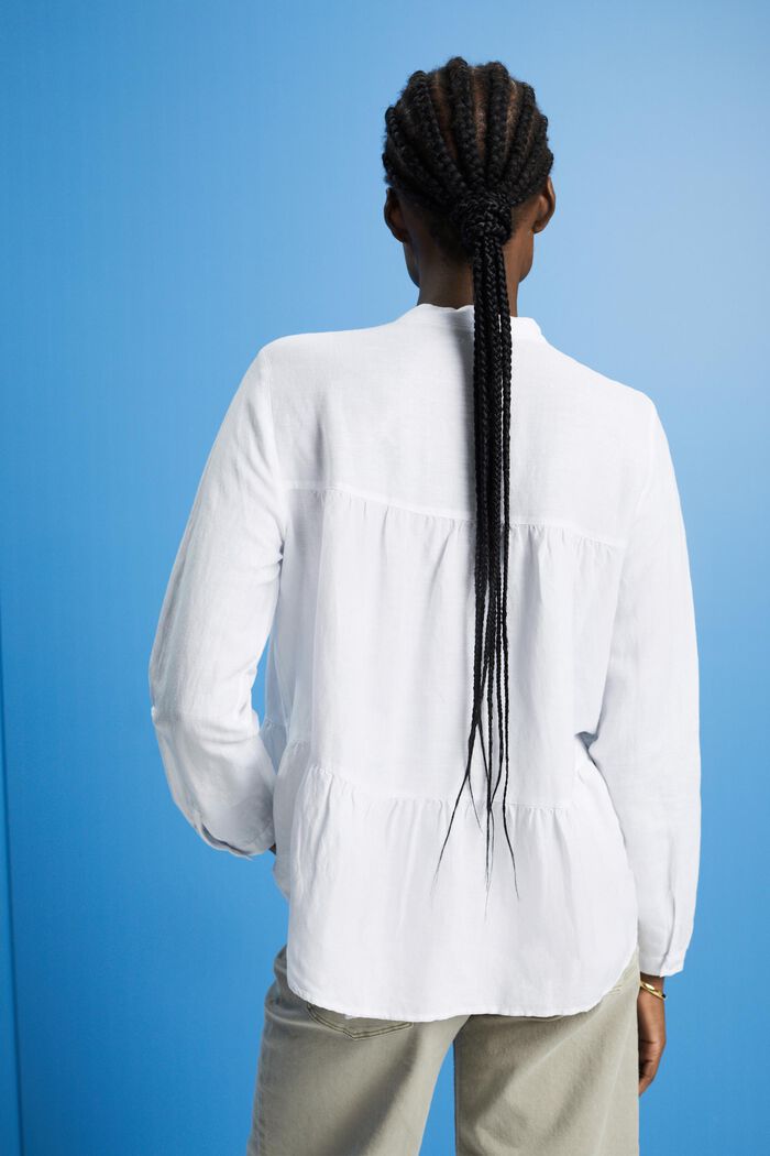Blusa camisera de lino, WHITE, detail image number 3