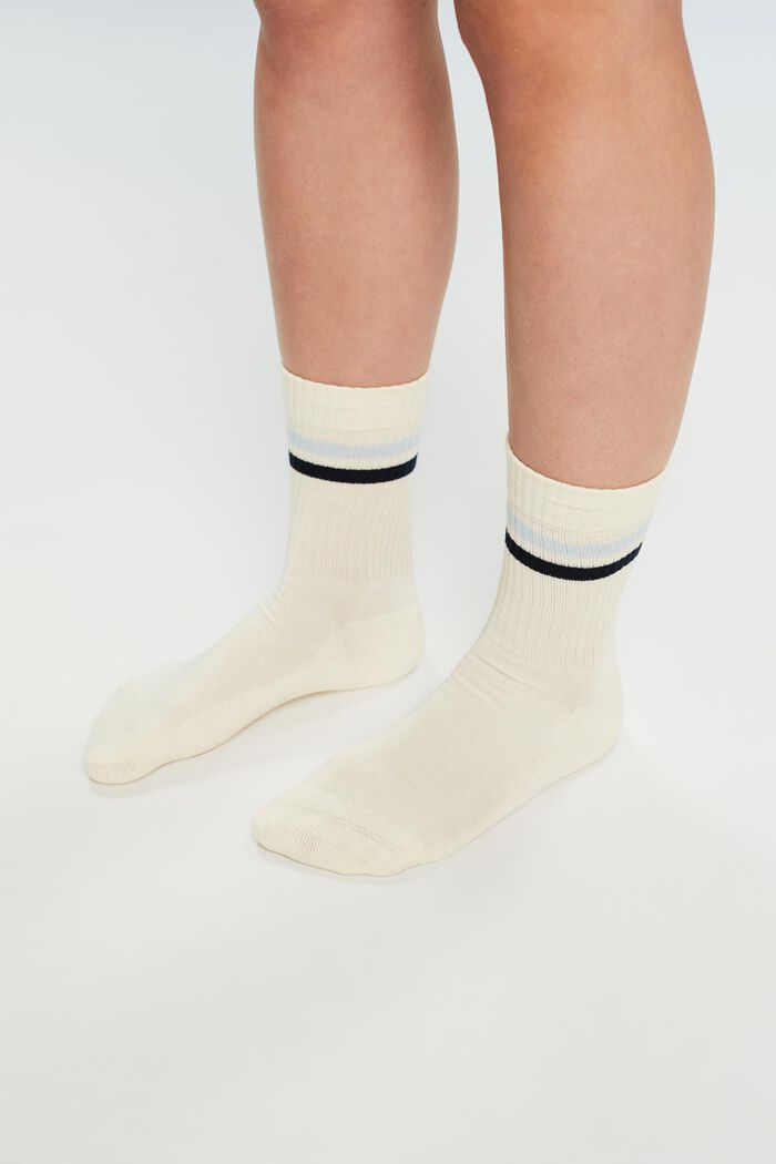 Pack de 2 pares de calcetines de punto acanalado, OFF WHITE/NAVY, detail image number 1