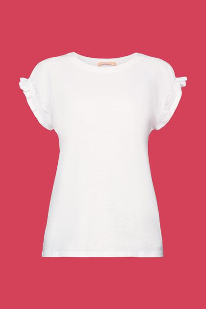 Camiseta con mangas fruncidas, 100% algodón
